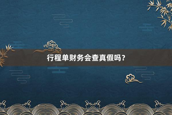 行程单财务会查真假吗？